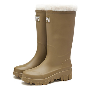 Bottes <span class=keywords><strong>de</strong></span> Pluie Tactiques en PVC Imperméables Toutes Saisons Personnalisées pour Femmes, Grande Taille, avec Bandes Réfléchissantes <span class=keywords><strong>de</strong></span> Sécurité, Doublure Chaude en Peluche Confortable - Product Image 1