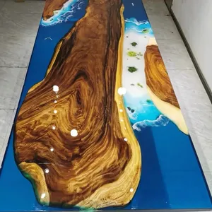 Fabbrica pronta per la spedizione cascata Burl cedro in legno epossidico isola tavolo mare personalizzabile in resina epossidica