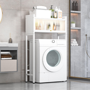 خزانة تخزين عملية عالية الجودة فوق المرحاض بطبقتين، منظم حمام معدني موفر للمساحة لتخزين مستلزمات الحمام - Product Image 4