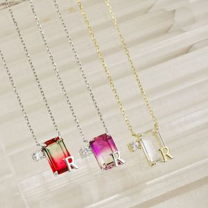 Collier pendentif élégant pour femme Dylam Top Pick, bijoux fins pour tous les jours, pierre synthétique, cristal, zircone 5A, alphabet R, dégradé - Product Image 2