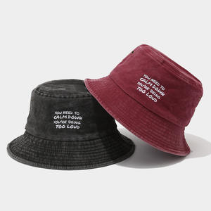 Chapeau de pêcheur en denim pour homme et <span class=keywords><strong>femme</strong></span>, 1 pièce, lettres brodées, logo personnalisé, délavé, vintage - Product Image 3