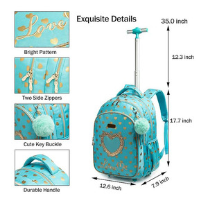 Tùy Chỉnh In Sinh Viên 3 Trong 1 Xe Đẩy Túi Bộ Học Sinh Thiếu Niên Sinh Viên Schoolbag Bộ Xe Đẩy Ba Lô Với Túi Ăn Trưa Cho Cô Gái - Product Image 4