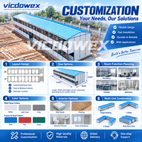 VICDOWEX Bâtiment préfabriqué contemporain à assemblage rapide de type K, panneau sandwich en acier pour camp de construction, bureau temporaire
