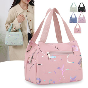 Sac fourre-tout tendance imprimé pour femme, fermeture éclair horizontale carrée, design portable et élégant pour usage quotidien, Printemps 2025 - Product Image 3