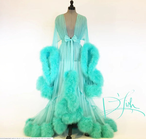 Nouvelle Robe <span class=keywords><strong>Taille</strong></span> <span class=keywords><strong>Haute</strong></span> Américaine-Européenne avec Plumes, Col V Ouvert Devant, Sexy, pour Photographie, Courte d'Été, pour Femmes Enceintes - Product Image 3