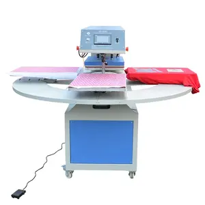 Nieuwste Automatische Roterende 4 Workplate Textiel Zeefdruk Pneumatische Heat Press Machine Voor T-shirt