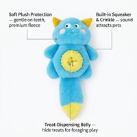 Jouet pour chien en peluche couineur Pawstar Blue Monster avec compartiment caché pour friandises, jouet à mâcher interactif, jouet durable pour animaux de compagnie, vente en gros OEM personnalisée