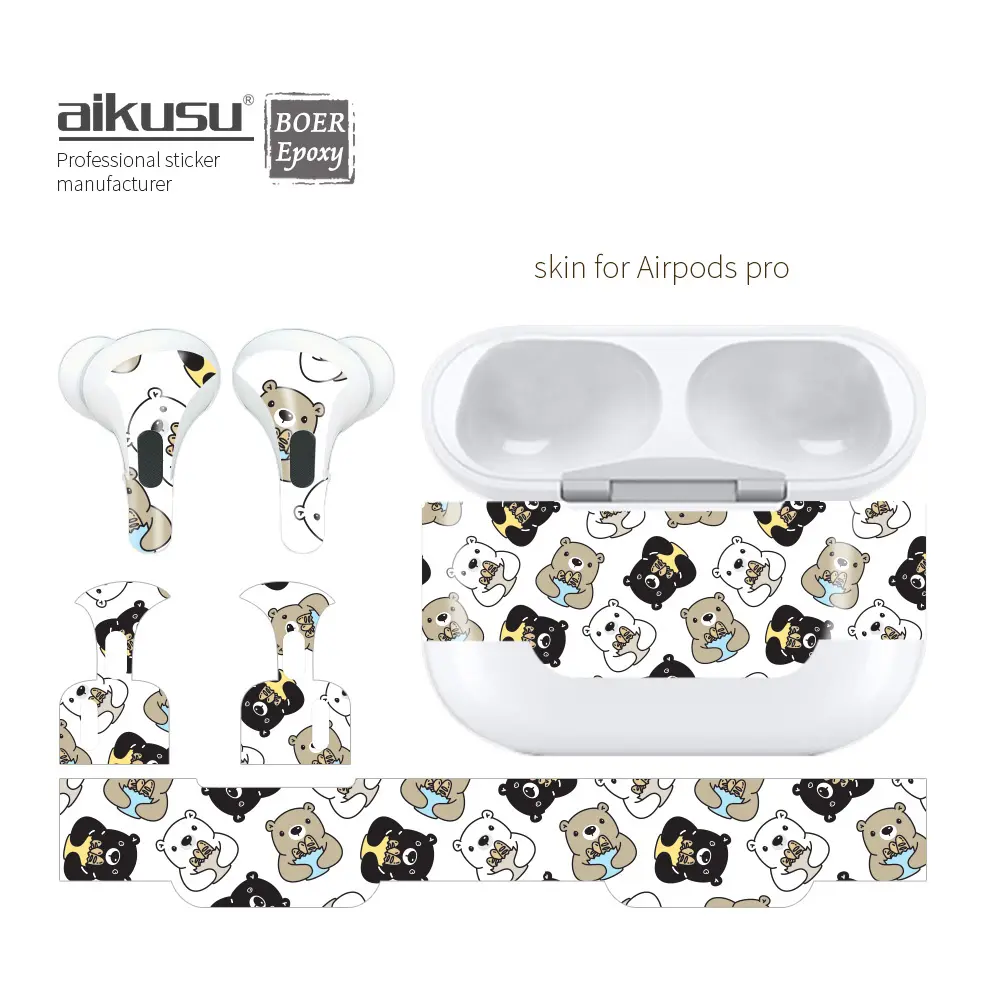 Al por mayor diseño personalizado decorativo lindo auricular de dibujos animados pegatina de piel para Airpods Pro 2