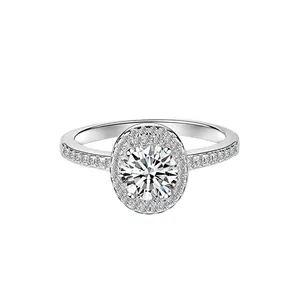 Perhiasan halus Mode S925 perak murni cincin jari pernikahan 1ct wanita moissanite untuk cincin wanita