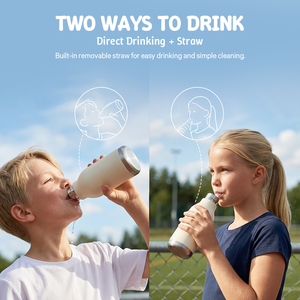 Borracce Termiche in Metallo Isolate per Bambini, Personalizzabili con Logo, in Acciaio Inossidabile, con Cannuccia, per Scuola, Borraccia Sottovuoto - Product Image 4