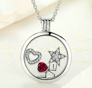 Gioielli alla moda su misura <span class=keywords><strong>Charm</strong></span> galleggiante in vetro forma rotonda collana medaglione 925 in argento Sterling ciondolo da donna regalo - Product Image 2