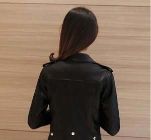 ملابس نسائية جديدة للربيع والخريف لعام 2021, معطف نسائي قصير ورقيق مناسب للدراجات النارية ، مصنوع من الجلد الصناعي - Product Image 6