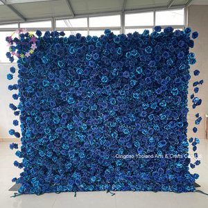 Mur de fleurs artificielles <span class=keywords><strong>en</strong></span> tissu de haute qualité, roses artificielles enroulables, décoration de mariage, fausses roses bleues, murs floraux pour événements, baby shower - Product Image 4