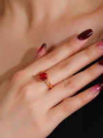 Mode-Accessoires Damen-Schmuck Ringe Rote Einzelstein-Ringe Modeschmuck Zirkon Klobige Goldringe