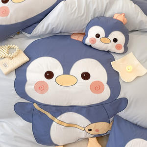 Mignon <span class=keywords><strong>pingouin</strong></span> dessin animé impression confortable confortable ensemble de literie doux coton écologique de haute qualité pour enfants adultes pour la saison d'automne - Product Image 6