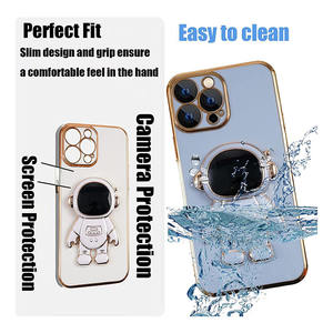 <span class=keywords><strong>Cover</strong></span> per telefono di lusso per <span class=keywords><strong>astronauta</strong></span> 6D con supporto per iPhone 17 Air 16 Pro Max placcato TPU antiurto custodie per telefono carine - Product Image 4