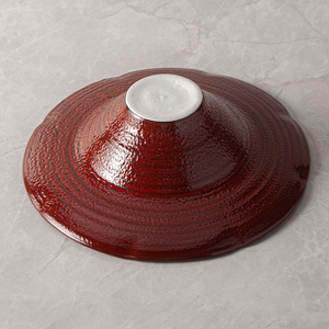 Cuisine Japonaise Style Restaurant Classique Rétro <span class=keywords><strong>Cour</strong></span> Royale Réactive Porcelaine Mouchetée Couleur Rouge Pâtes Assiette à Soupe Céramique - Product Image 5
