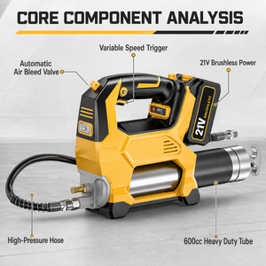Pistolet à <span class=keywords><strong>graisse</strong></span> électrique sans balais haute pression industriel 12000 PSI, 21V sans fil, capacité 600cc pour engins lourds et excavatrices - Product Image 4