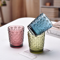 Verres à vin en verre épais de haute qualité, colorés, gaufrés, style vintage, série bonbons, vente en gros d'usine, pour la maison et l'hôtellerie