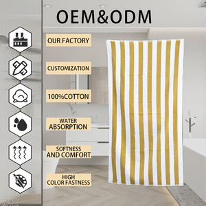 Hot Bán Khách Sạn 100% Bông Màu Vàng Và Trắng Sọc Khăn Bơi Mềm Nước Hấp Thụ Nhà Khăn Tắm Bãi Biển Khăn - Product Image 4