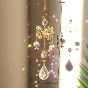 Gold Art Deco Butterfly Mushroom Glass Crystal Suncatchers Window Wind Chimes <strong>Rainbow</strong> <strong>Maker</strong> Prism Hanging Indoor Garden Decor - Product Image 1