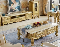 Europäischer Luxus Gold Marmor Couch tisch mit TV-Schrank Modernes Design Kleine Wohnung Neue französische Wohnzimmer möbel