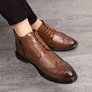 New Arrivals Men's Trendy Business <b>High</b>-top Leather Shoes Men's Shoes Large Size 38-46 - Product Image 3