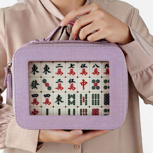 <b>Portable</b> Mahjong Tile Storage Bag PU Leather Case with Zipper 25x19x9.4cm for Easy Carry and Organization - Product Image 6