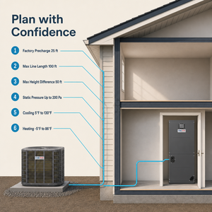 Proveedor de Sistemas de Aire Acondicionado HVAC con Bomba de Calor de 18 SEER2 R454b, 7kw, 10.5kw, 14kw, 17.5kw, Compresor de Corriente Continua Variable - Product Image 6