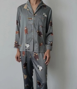 Ensembles de Pyjamas en Soie 100% Biologique de Luxe pour Hommes, Taille Personnalisée, Deux Pièces, Imprimé, Vêtements de Nuit en Soie de Luxe pour Hommes Animaux - Product Image 2