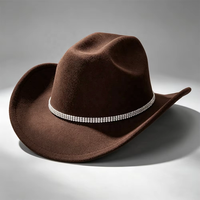 Chapeau Fedora en feutre unisexe à large bord, style cowboy western, avec logo personnalisé, ceintures à boucle classiques à revers, pour fêtes en extérieur et mode, vente en gros