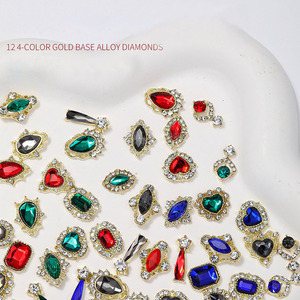Strass à ongles à dos plat en vrac, vert, bleu, noir, rouge, pierres de cristal scintillantes, breloques 3D pour nail art, fournitures de décoration pour manucure - Product Image 2