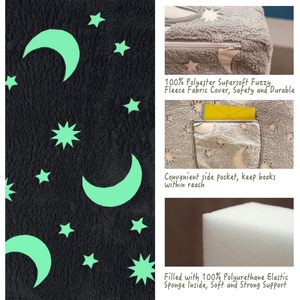 Children's <b>Sofa</b> Grey Moon Star Pattern Foldable With Armrests For <b>Kids</b> Nap And Reading Corner - Product Image 3