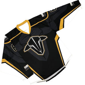 Tessuto nero giallo lampo pizzo personalizzato sublimato miglior potente <span class=keywords><strong>arbitro</strong></span> uomo maglia pesante moda maglia rosa Hockey Jersey - Product Image 5