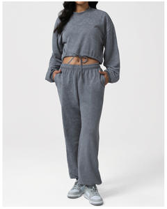 Ensemble de sport RUIQUWIN OEM, nouveau design, sweat-shirt à col rond et cordon de serrage, manches longues, pantalon de <span class=keywords><strong>jogging</strong></span> taille haute - Product Image 4