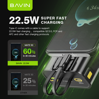 BAVIN PC1003S pantalla LED transparente pd20w portátil 20000mAh banco de energía de carga rápida con cable dual