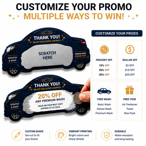 Tarjetas de premios rasca y gana de alta calidad con temática de lavado de autos, boletos promocionales de servicio automotriz personalizados con logo - Product Image 4