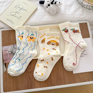 KTA-132 Custom Cute High Quality Girls Cotton <strong>Socks</strong> Puppy Star Sweet <strong>Sweaty</strong> Fashion Casual Sports Wholesale White <strong>Socks</strong> - Product Image 4