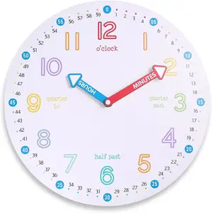 ساعة تعليمية للأطفال ساعة تعليمية خشبية للأطفال ساعة تعليمية مستديرة صامتة متعددة الطبقات ساعة حائط مخصصة