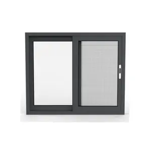 Alüminyum sürgülü pencereler siyah çerçeve temperli cam pencereler evler için cibinlik slayt pencere ile sorunsuz slayt