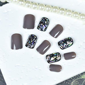 Uñas Postizas Medianas Cuadradas con Purpurina, Fáciles de Aplicar, Rayas Negras, Uñas Falsas para Arte de Uñas, <span class=keywords><strong>Manicura</strong></span> de Salón, 30 Piezas - Product Image 5