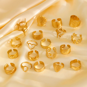 <span class=keywords><strong>Bague</strong></span> large à <span class=keywords><strong>index</strong></span> ouvert pour femmes Niche Design Acier inoxydable Or 18 carats <span class=keywords><strong>Bague</strong></span> élégante en acier inoxydable Ins Trendy - Product Image 2