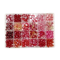 Boîte de 480 perles de verre assorties à 24 compartiments, perles rondes craquelées givrées nacrées de 8 mm pour kit de fabrication de bijoux et bracelets DIY