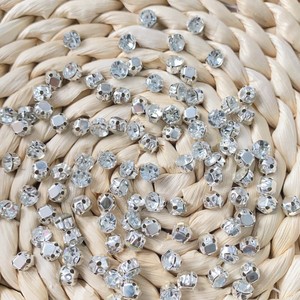 6mm Mini cristalli di vetro piatti rotondi per cucire su pietre con Base di nastro strass per lampadario per abiti da DIY unghie Art 1000 pz - Product Image 5