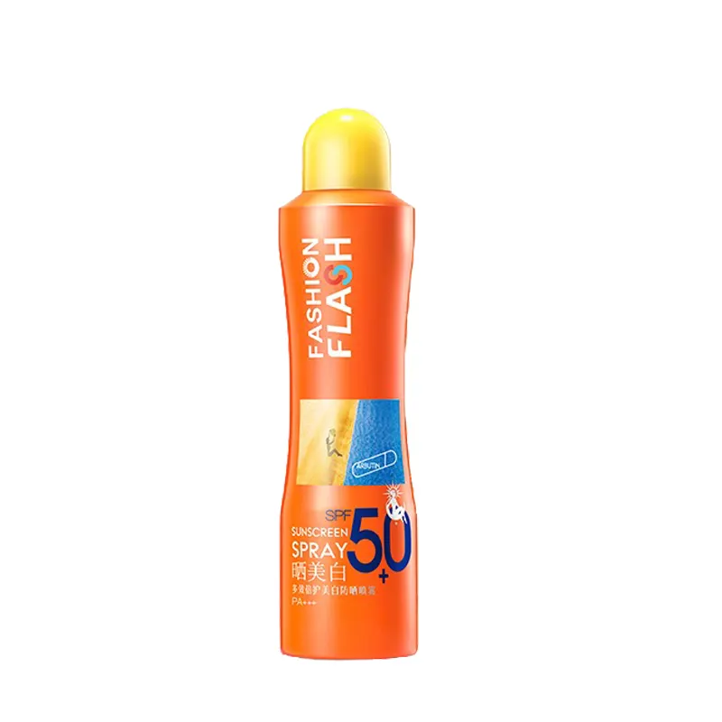 Spray de protection solaire SPF 50 imperméable blanchissant longue durée biologique pour la peau de marque privée