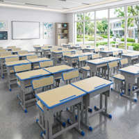Ensemble bureau et chaise d'étudiant réglables en hauteur, ergonomique, pour salle de classe, mobilier scolaire, table et chaise avec structure métallique