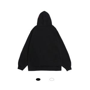 Hoodies Manufacture Men <b>Sweatshirts</b> High Street Style Black <b>White</b> Front Blue Flame Pattern Oversized Boy Hoodies - Product Image 4