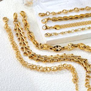 18K PVD Gold Plated Waterproof Jewelry Non Tarnish butterfly love Heart Bracelet Cuban <b>Chain</b> Stainless Steel Bracelet for Women - Product Image 3