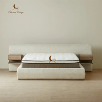 Lit moderne simple et luxueux, rembourré en tissu, taille king size ou queen size, cadre en bois et en fer, lit de chambre à coucher