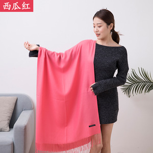 לוגו מותאם אישית <span class=keywords><strong>Cashmere</strong></span> צעיף צמר גפן צעיף פשshina רך חם ארוך צעיפים שמיכה לנשים עם ציף משובץ - Product Image 3